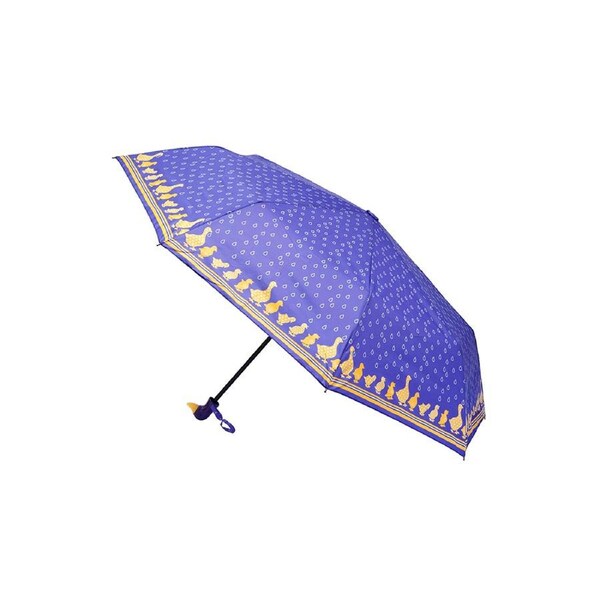 Clifton Women's Folding 100cm Duck Handle/Print Umbrella UV Sun Shade Purple
