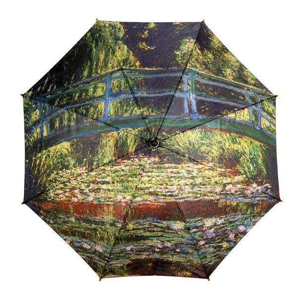 Clifton Women's Walking 103cm Wood Handle Windproof Umbrella Water Lily Pond