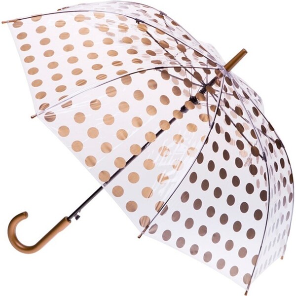 Clifton Women’s Walking 97cm Auto Open Clear Umbrella Sun/Rain Cover Gold Spots