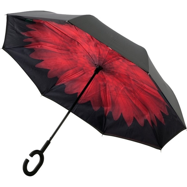 Clifton Outside-In Reverse Cover 107cm Windproof Inverted Umbrella Red Flower