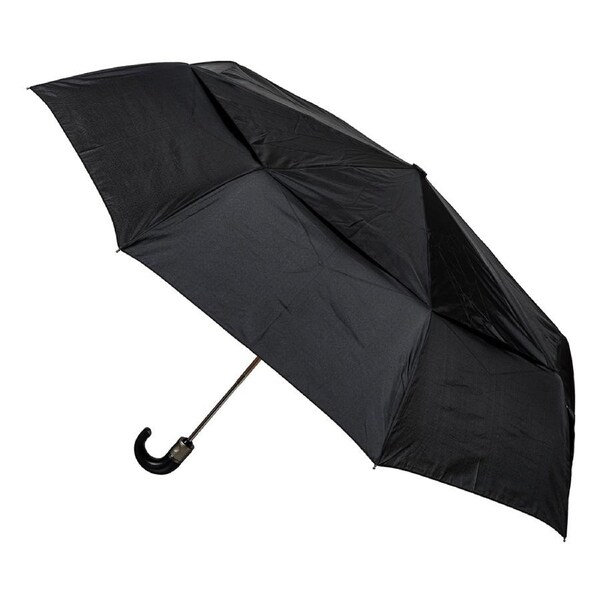 Clifton Men’s 117cm Auto Open Vented Folding Windproof Umbrella w/ Cover Black