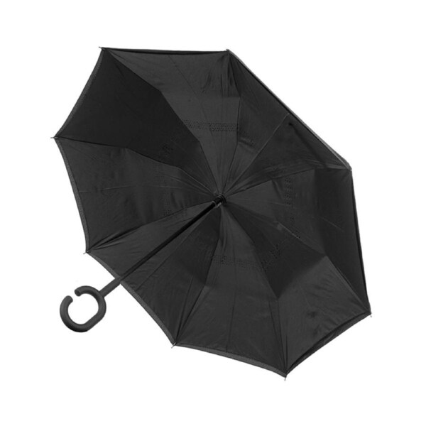 Clifton Outside-In Reverse Cover 107cm Windproof Umbrella UV Sun Shade Black