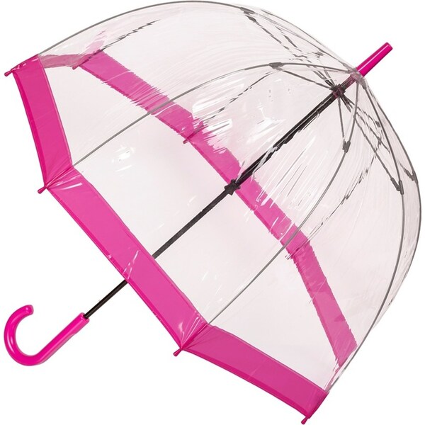 Clifton Womens Walking 87cm Clear Dome/Birdcage Windproof Umbrella Pink Border