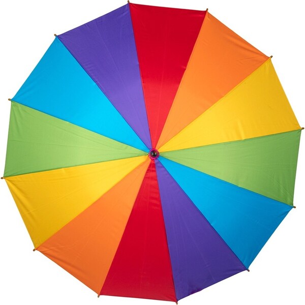 Clifton Pride Range 105cm Windproof 12-Rib UPF50+ UV Umbrella Wood Style Rainbow