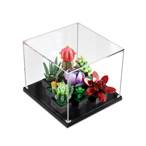 Acrylic Display Case for LEGO 10309 Creator Expert Botanical Collection Succulents Figure Storage Box Dust Proof Glue Free