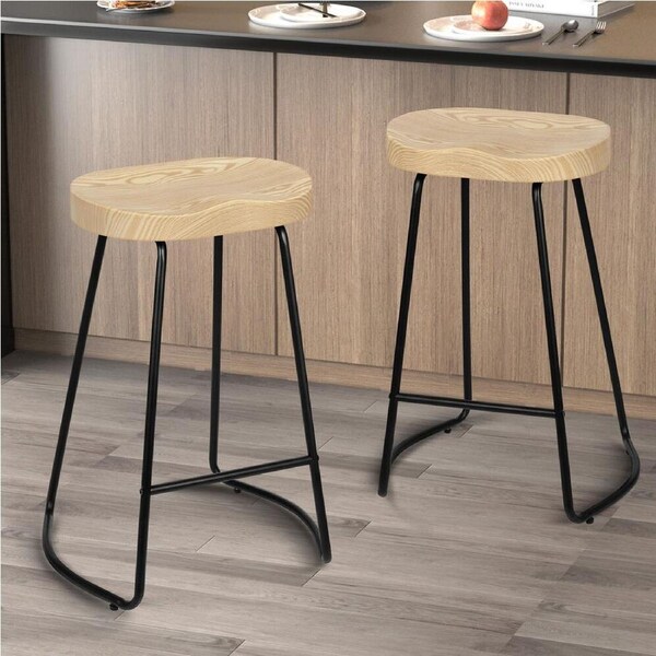 2x ALFORDSON Bar Stools 65cm Tractor Natural