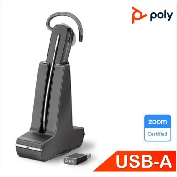 Plantronics/Poly Savi 8240 UC Convertible Headset, USB-A, DECT Wireless, crystal clear audio, ANC, one-touch control, up to 7 hours talk