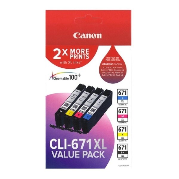 Canon CLI671 XL Ink Cartridge Value Pack - CMYK