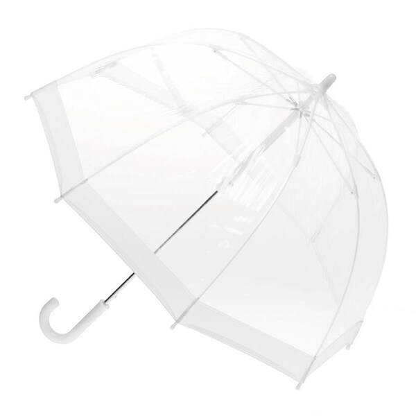 Clifton Kids 67cm Clear PVC Dome/Birdcage Umbrella Wind Resistant White Border