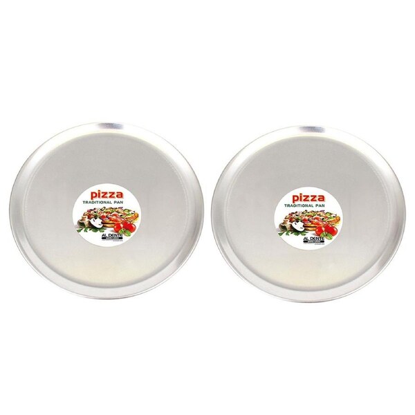 2x Al Dente Round Aluminium Pizza Oven Pan Tray 14"/35cm Diameter Cooking/Baking