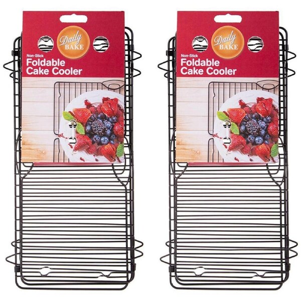2x Daily Bake 46cm Foldable Kitchen Non-Stick Cake Cooler/Baking Stand/Rack