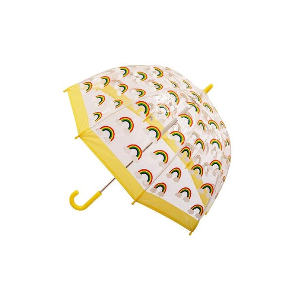 Clifton Kids 67cm Clear PVC Dome/Birdcage Umbrella/Shade Wind Resistant Rainbow