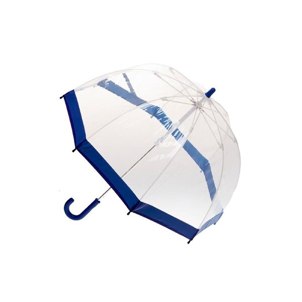 Clifton Kids 67cm Clear PVC Dome/Birdcage Umbrella Wind Resistant Navy Border