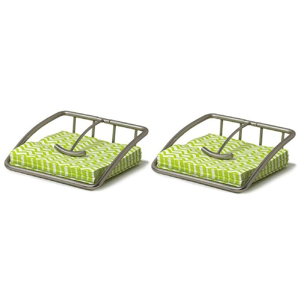 2x Euro Table Napkin Holder/Storage/Rack Kitchen Organiser w/ Weighted Arm Satin