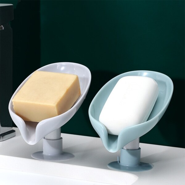 2 Pack Leaf Shape Soap Box Drain Soap Holder Box Bathroom Shower Soap Holder