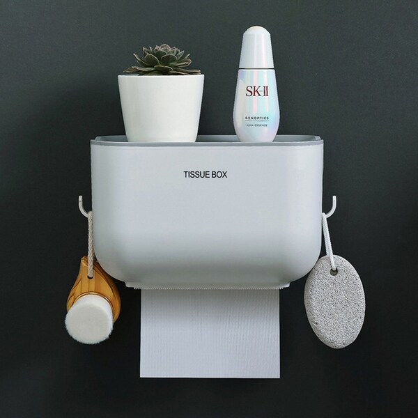 Wall Mount Toilet Paper Holder Shelf Waterproof Roll Paper Towel Holder