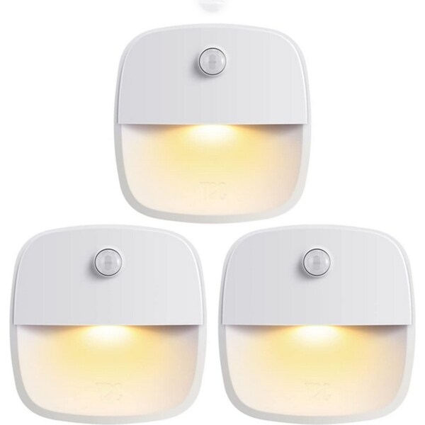 3 PCS Cordless Battery-Powered LED Night Light Motion Sensor Light-Warm White