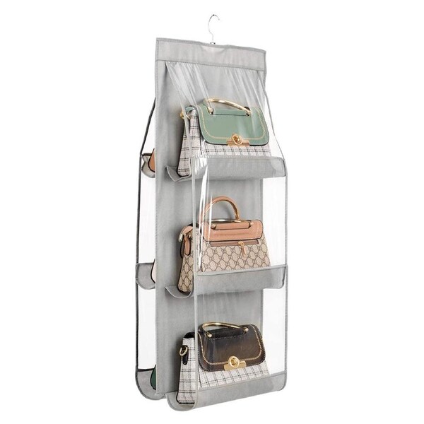 6 Pocket Folding Hanging Handbag Storage Organiser Holder Hook Hanger
