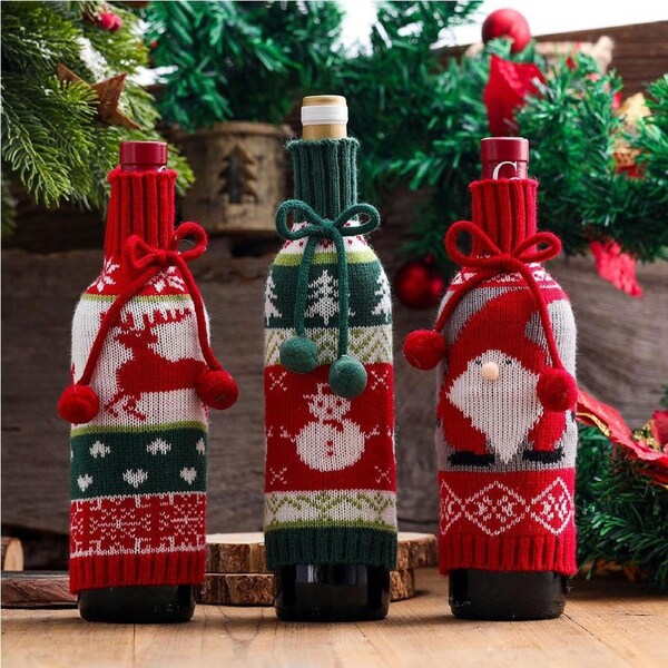 3 pack Christmas decoration wine bottle cover party decoration wine cover