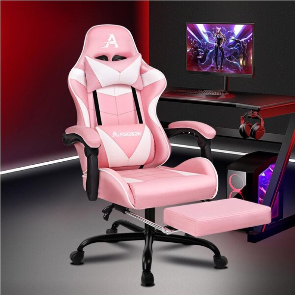 1 ALFORDSON Gaming Chair Office Executive Racing Footrest Seat PU Leather Vogler Series Black & Blue