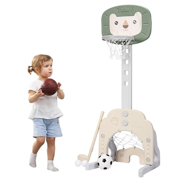 Costway 3-in-1 Basketball Hoop Set Indoor Outdoor Adjustable Sports Activity Center w/Balls Green