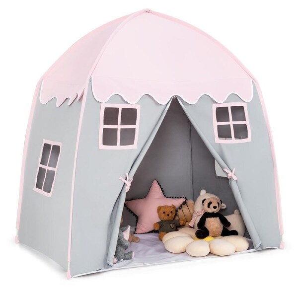 Costway Play Tent Girls Boys Princess Castle Portable Indoor Playhouse Pink