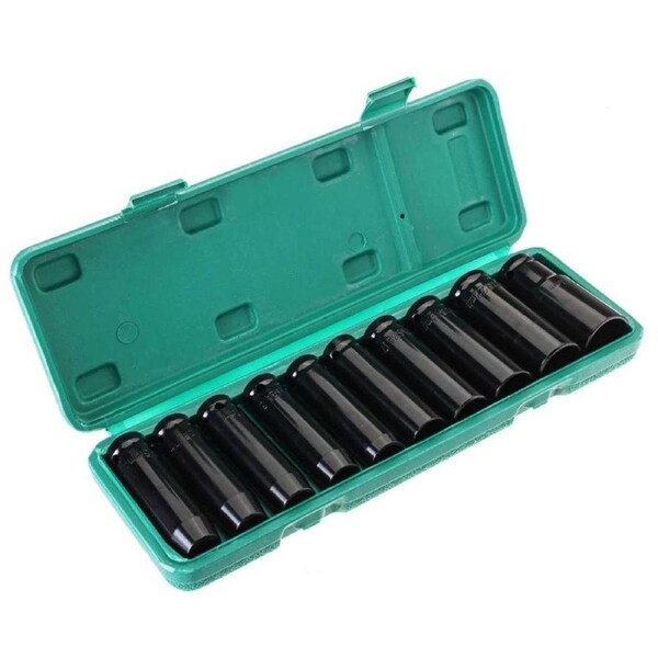 10 Pcs 10-24mm 1/2 inch Drive Deep Impact Socket Set Long Electrophoresis
