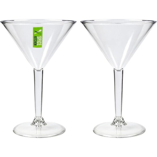 10 x 230ml Plain Martini Glass Clear Acrylic Wine Cocktail Drinking Cups