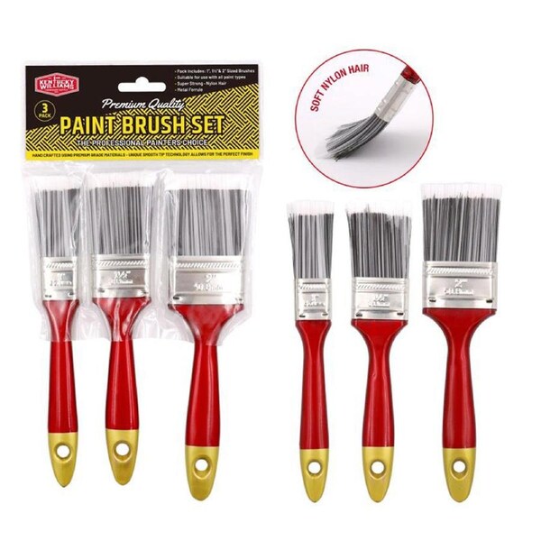 15PCS Artist Paint Brush Set Bristles 3 Sizes Flat Harware Painting Art Supplies