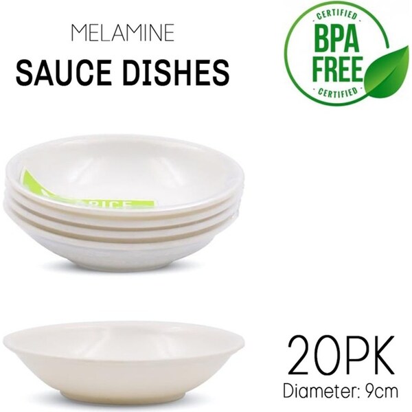 20pk 9cm Melamine Sauce Dishes Mini Round Plate Bowl Condiment Container Tray