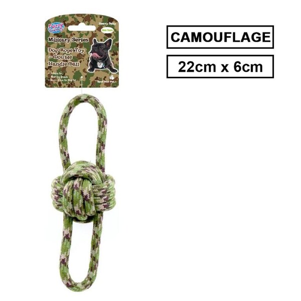 Heavy Duty Rope Dog Handle Ball Camouflage Chew Training Dental Clean Teeth Toys