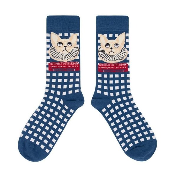 Vintage Cat in a Ruff Collar Crew Socks