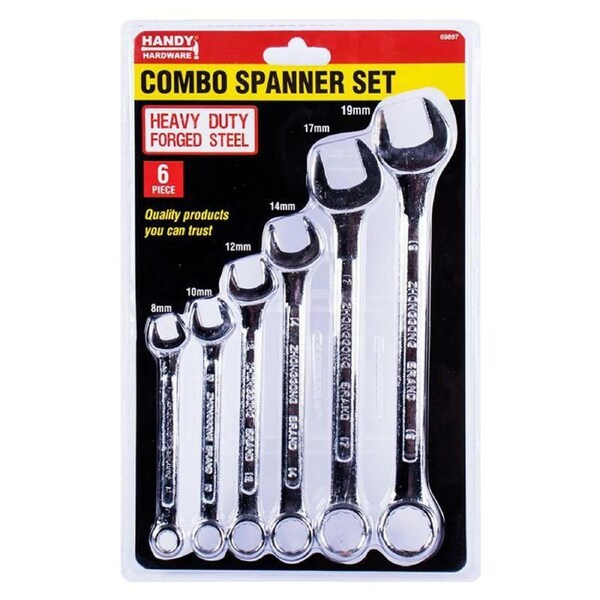 Ozoffer 6PCE Spanner Set Heavy Duty Rust Proof 8-19mm Varied Sizes Combo