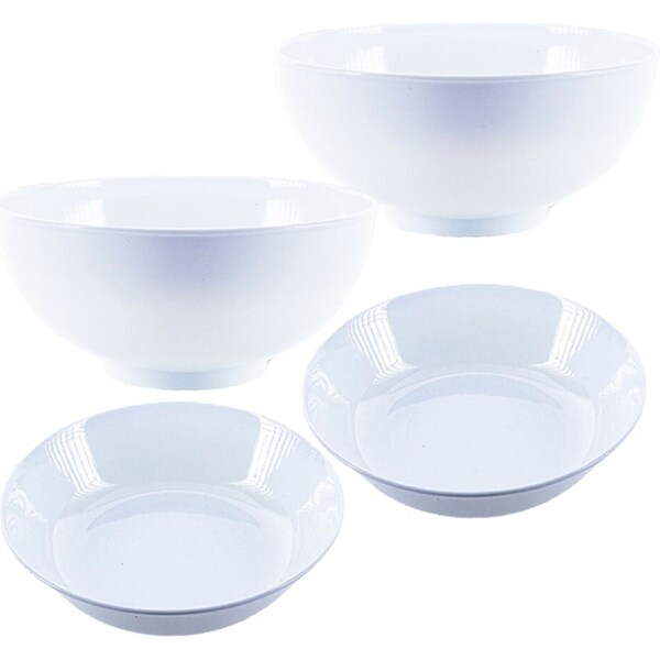Ozoffer 2Pcs Melamine Cereal & 2Pcs Laksa Bowl Set BPA Free Stackable Lightweight Durable