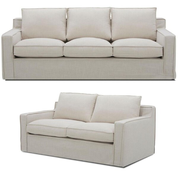 Plushy 2 + 3 Seater Sofa Set Fabric Uplholstered Lounge Couch - Stone