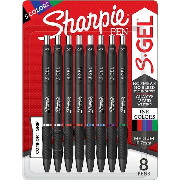 Sharpie S-Gel Retractable 0.7mm Gel Pen Business Assorted 8 Pack