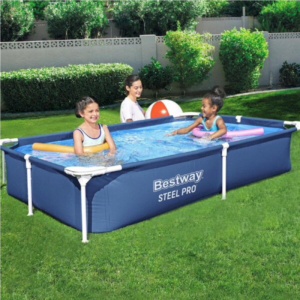 1200L Bestway Swimming Pool 221x150x43cm Steel Frame Above Ground Pools