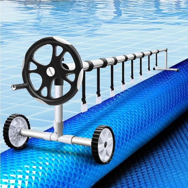 8x4.2m Aqua Buddy Pool Cover 400 Micron Blue Swimming Pool Solar Blanket 5.5m Roller