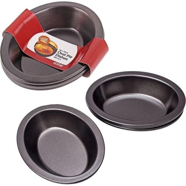 4pc Daily Bake Non Stick Oval Pie Dish 14x10cm Baking Tin Mould Cup Bakeware