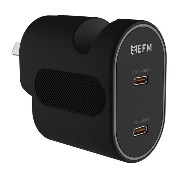 EFM 35W GaN Dual Type-C Socket/Port Wall Charger AU/NZ Plug w/ PD/PPS Black