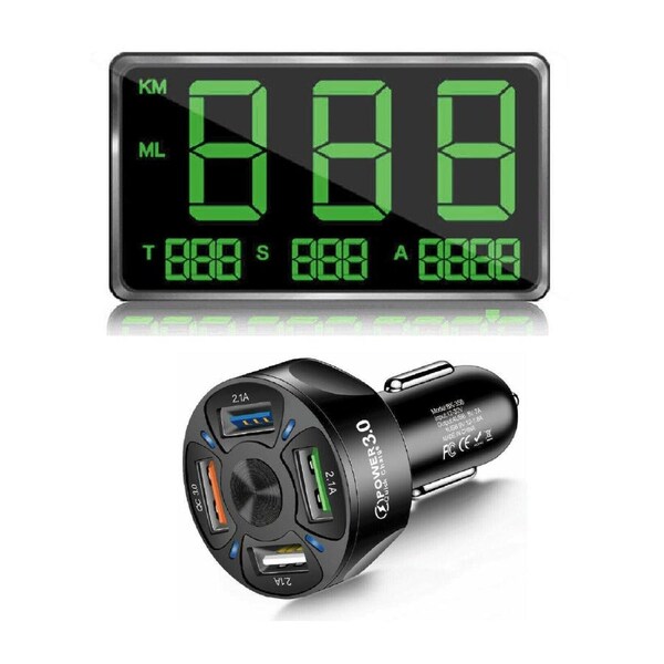 Universal HUD Head UP GPS Speedometer Digital Display Car Speed Warning Plug