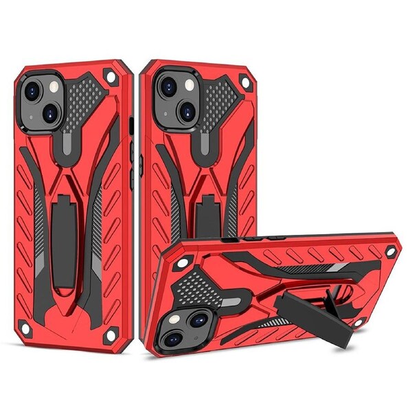 For iPhone 14 Case Armour Strong Shockproof Tough Cover with Kickstand Red