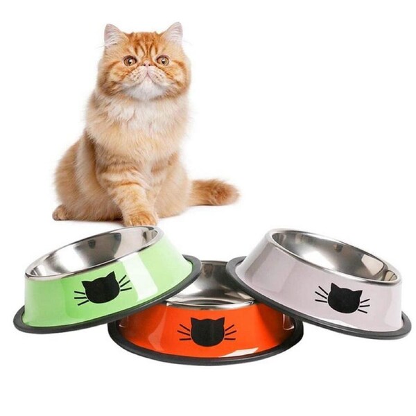 3 Pack Stainless Steel Dog Cat Bowls Feeding Feeder Water Bowl For Pet Dog Cats