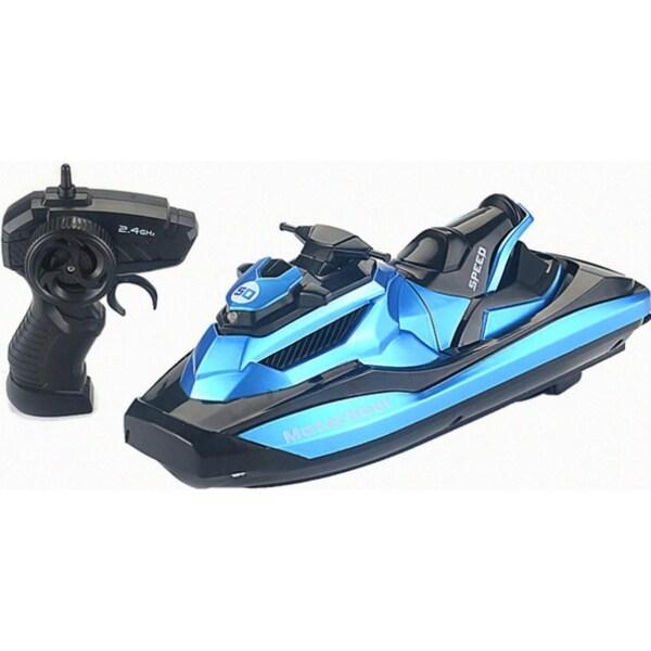 2.4GHz 4CH RC Remote Control Motorboat Racing Boat 1/47 Speedboat Kids Toy Silver Blue