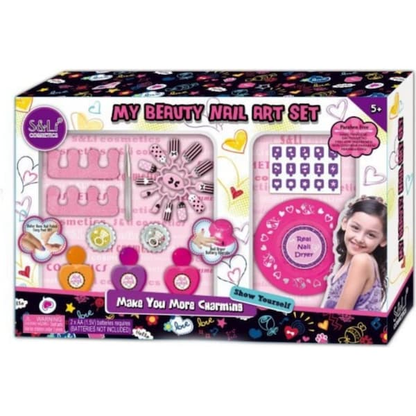 Girls Makeup Set My Beautiful Nail Art Set Eco-friendly Cosmetic Set Pretend Play Kit Princess Toy