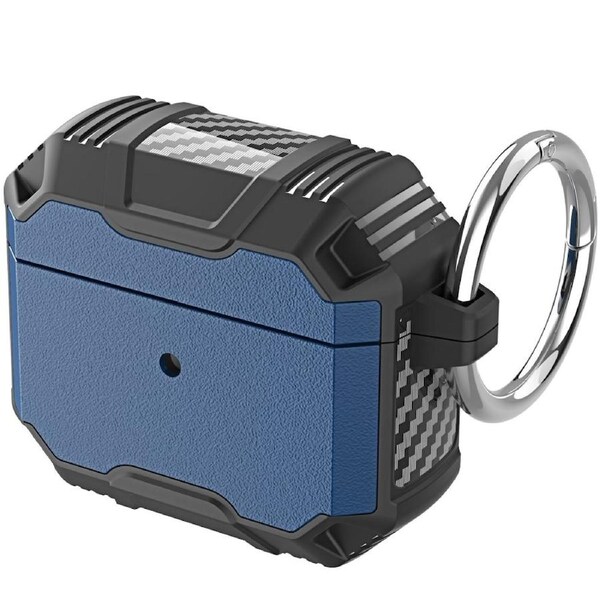 For AirPods 3rd Gen Case, Rugged Shockproof Protective Cover, Hook, Navy Blue & Black