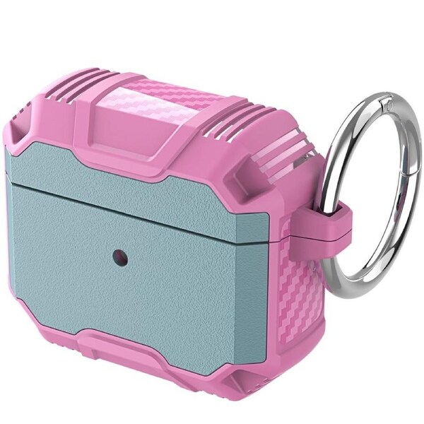 For AirPods 3rd Gen Case, Rugged Shockproof Protective Cover, Hook, Dark Green & Pink