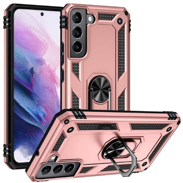 For Samsung Galaxy S22+ Plus 5G Case, Shielding Cover, Ring Holder, Rose Gold