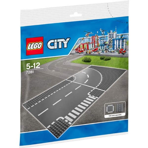 LEGO 7281 - NEW City T-Junction & Curved Road Plates