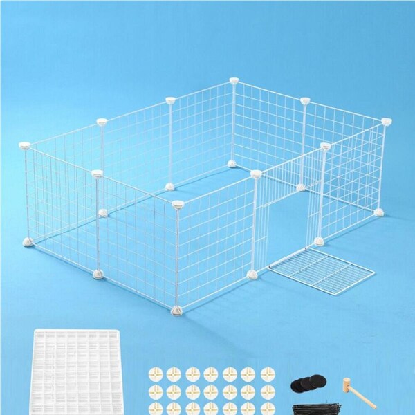 OZNALA 10 Panel Pet Dog Playpen Puppy Exercise Cage Enclosure Fence Metal Play Pen White